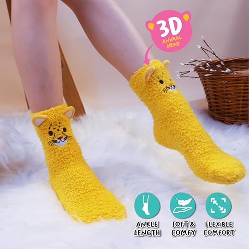 Pop Craze - 1 Pair Animal Character Fuzzy Socks - Cozy Socks Gift - Woman, Girls