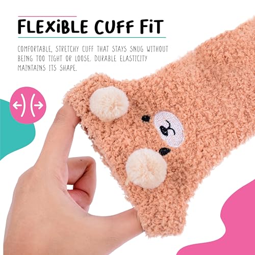 Pop Craze - 1 Pair Animal Character Fuzzy Socks - Cozy Socks Gift - Woman, Girls