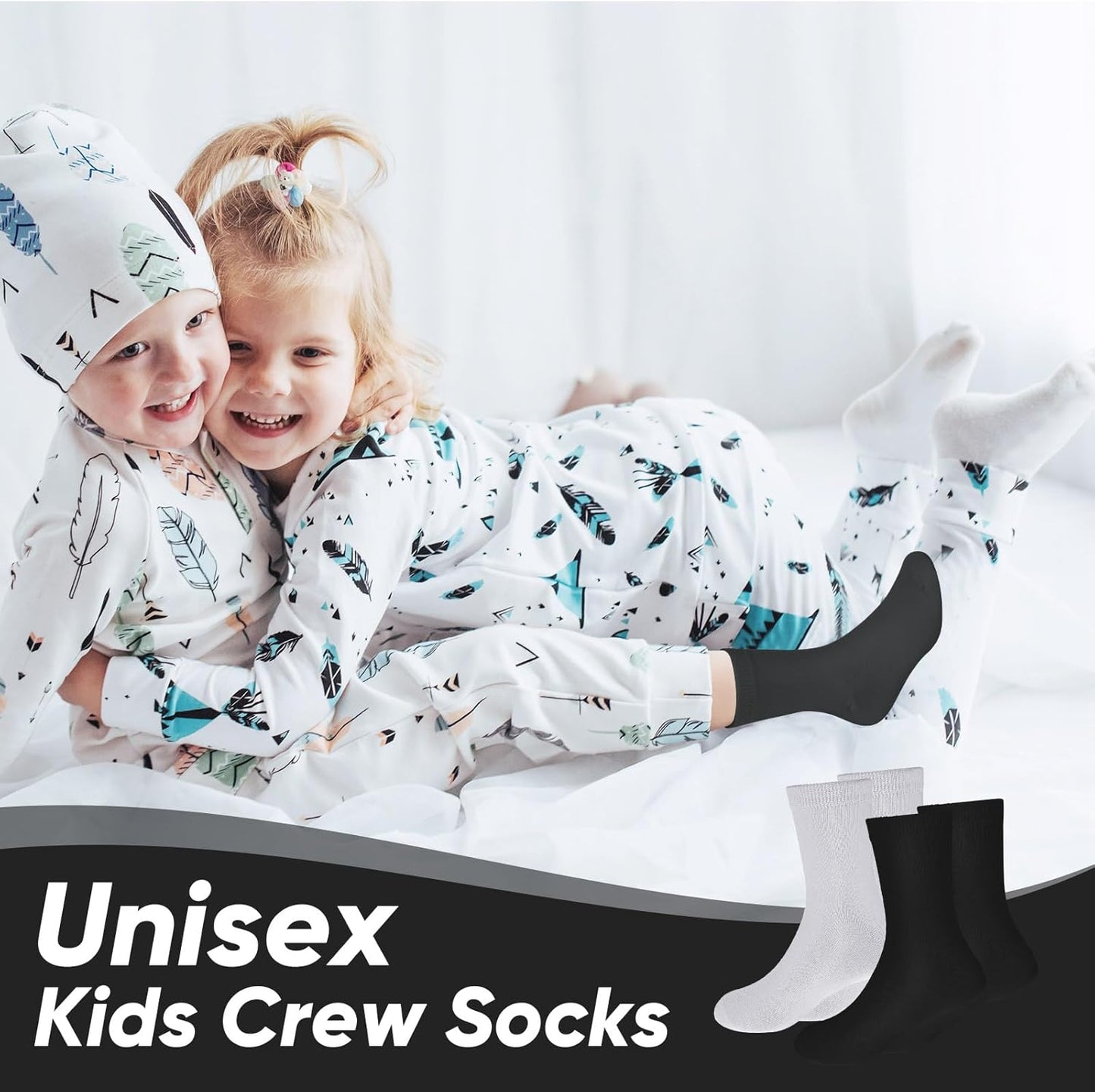 ramede 150 Pairs Kids Socks Bulk Toddler Crew Socks Cotton Polyester Athletic Girls Boys Socks for Sports Uniform (7-11years)